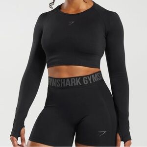 Gymshark Black Fitted Long Sleeve Crop Top
